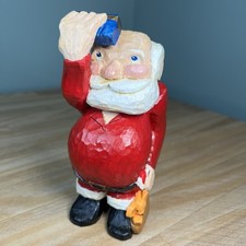 VTG 1986 Santa Claus Wood Carved Hand Painted 7 Folk Art Figurine Signed Bill
