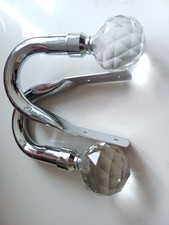 1 Pair of Glass Curtain Pole Ties Backs And a Pair of Glass Ends NEW RRP £52.99
