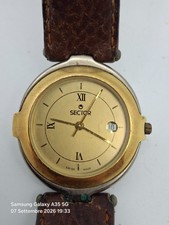 Sector Orologio Vintage Swiss Quartz Data Numeri Romani Cassa Bicolore