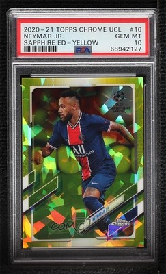 2020 Topps Chrome UEFA Champions League Sapphire Yellow 72/99 Neymar Jr #16 04cw