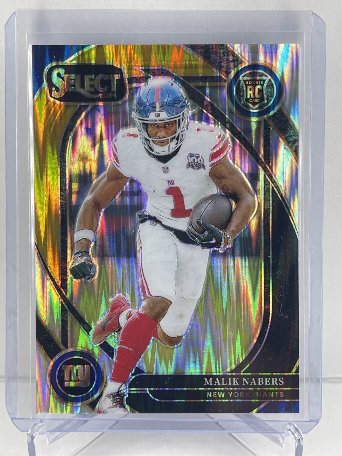 2024 Panini Select - Club Level Malik Nabers #220 Black & Gold Shock Prizm (RC)