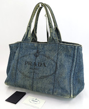 Authentic PRADA Canapa Blue Denim Shopping To...