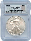 2021 Type 2 American Silver Eagle .999 ICG MS70 Donald Trump Stolen Election