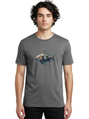 Robo-Fish-2 Mens Graphic Tee, 100% Cotton, Casual Summer Wear