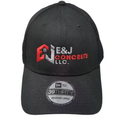 New Era 39THIRTY Baseball Cap Black L Mesh E&J Concrete LLC Embroidered Hat