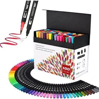 Dual-Tipped Wasserbasierte Farbmarker Pinsel Stifte Set, 100 Buntstifte für S...