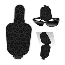 Leather Magnetic Sunglass Holder for Car Sun Visor, Cute Eyeglass Black Leopard