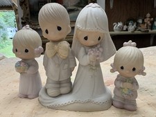 Vintage Precious Moments Wedding Set Of 3. Bride, Groom, Bridesmaid, Flower Girl