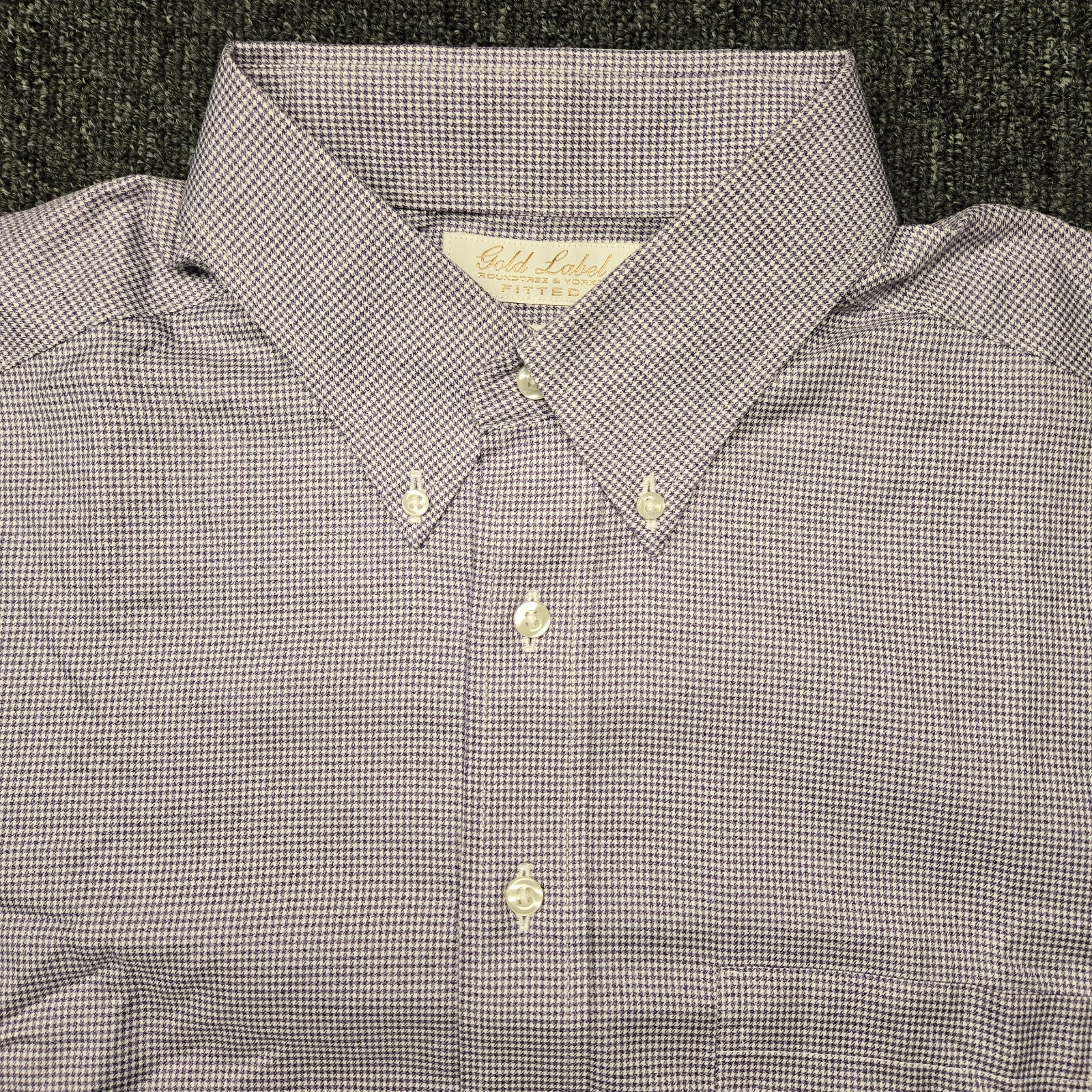 Roundtree & Yorke Men’s 16.5-36 Purple Fitted Long Sleeve Button Up Shirt Cotton
