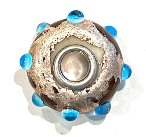 TROLLBEADS OOAK One of a Kind Unique LAA 925S Browns & Turquoise Raised Dots NEW - Picture 3 of 12