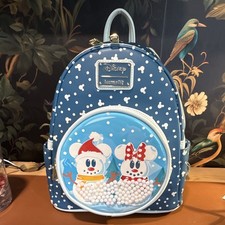 Disney Loungefly Mickey & Minnie Snow Globe M...