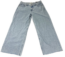 Abercrombie Fitch Curve Love Ultra Loose Jeans Womens 32R Baggy Blue NWT Raw Hem