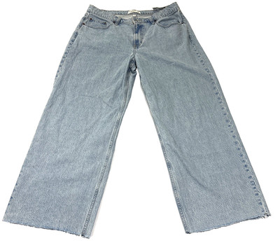 Abercrombie Fitch Curve Love Ultra Loose Jeans Womens 32R Baggy Blue NWT Raw Hem