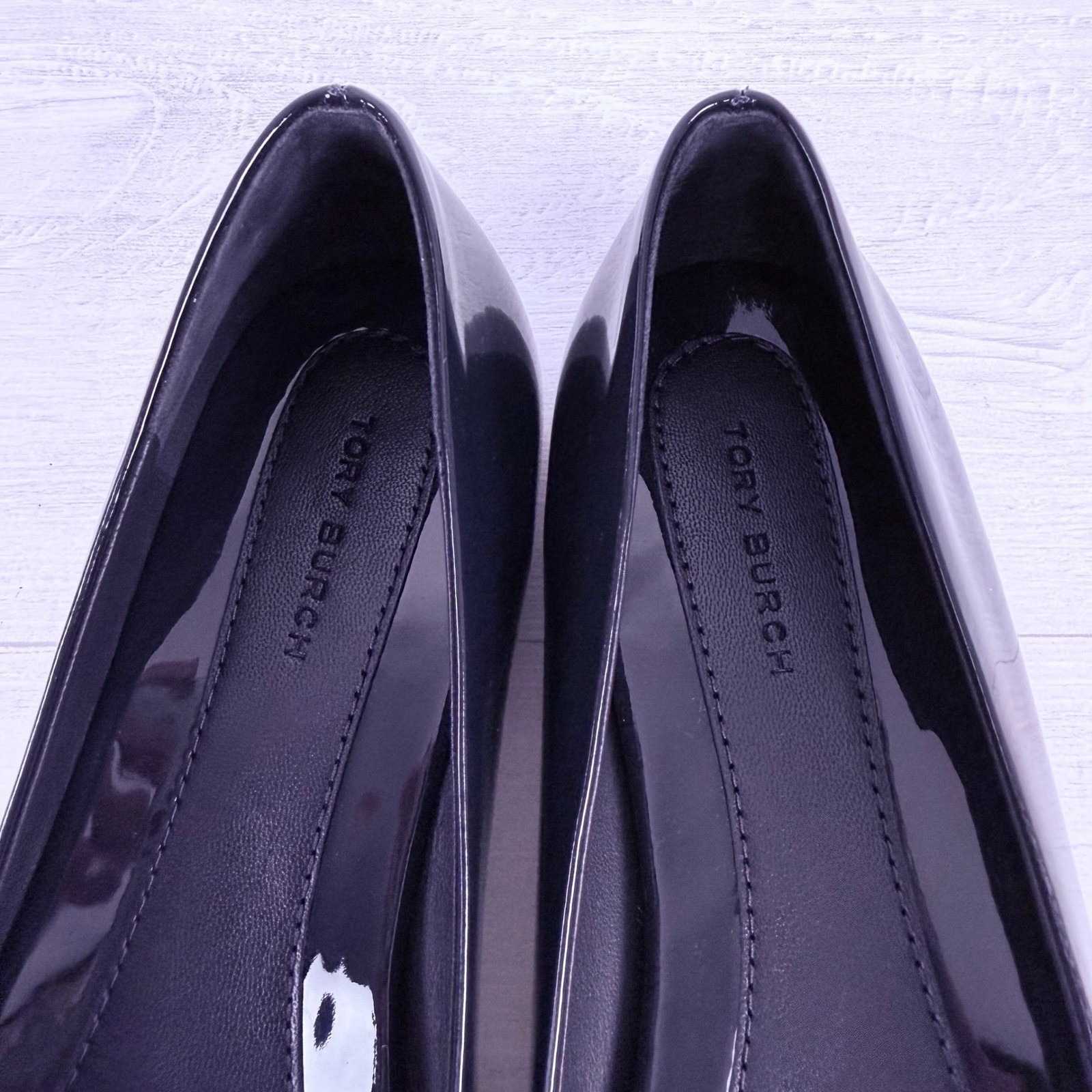 Tory Burch Georgia Ballet Flats Size 9 Perfect Navy Patent Leather Square Toe thumbnail 11