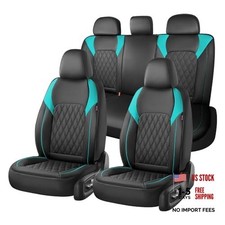 Seat Covers Full Set, Faux Leather Car Seat Covers for FullSet Black Blue