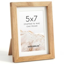 5x7 Natural Oak Wood Picture Frame Collage, HD Tempered Glass, USA-Sourced