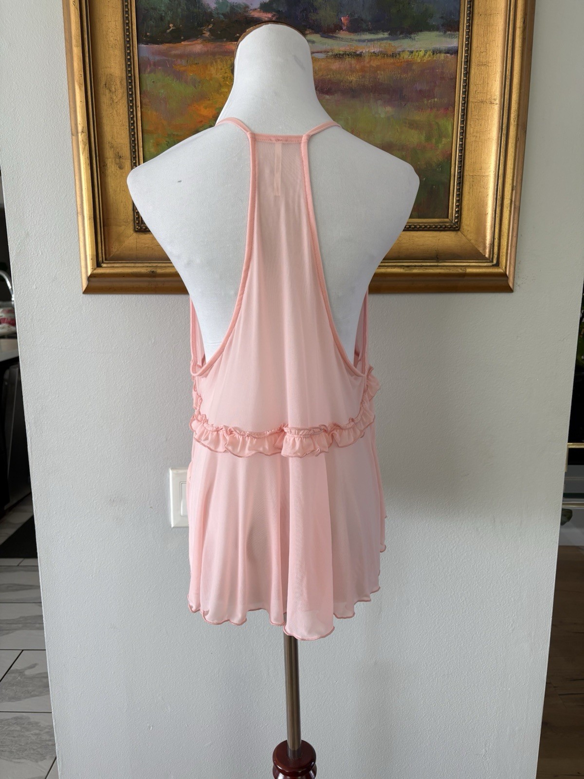 NEW SOLD OUT Free People Fearless Solid Tank Mesh Pink Blush NWOT Size S image 3