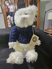 Boyds Bears Taylor Purrski 14" White Plush Cat Stuffed Animal w/ Sweater Hat