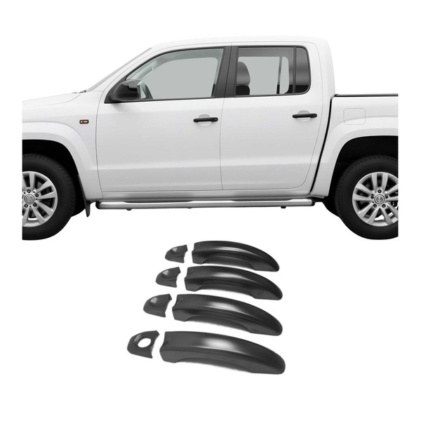 TüRgriff Blende TüRgriffkappen FüR VW Amarok 2010-2021 4-TüR Edelstahl Dunkel 8X-image