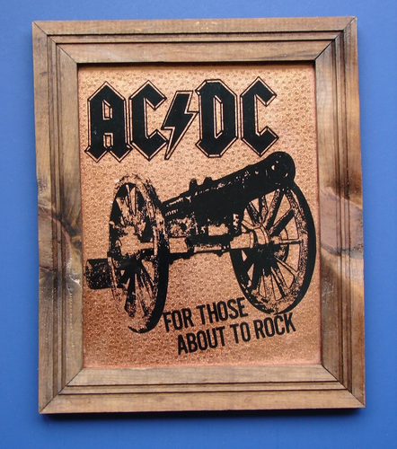 1981 Carnival Prize Mirror Foil Wood Framed Glass AC/DC For Those About To Rock - Picture 3 of 13