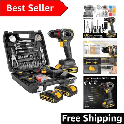 Versatile 135-Piece Drill Kit with Brushless 20V Electric Drill & Accessories