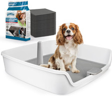 Dog Pee Pad Holder with Removable Post, 23.6" Indoor Dog Potty Training Tray, Pu