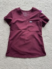 FIGS Catarina One-Pocket Medical Scrub Top for Women, XXS - Burgundy