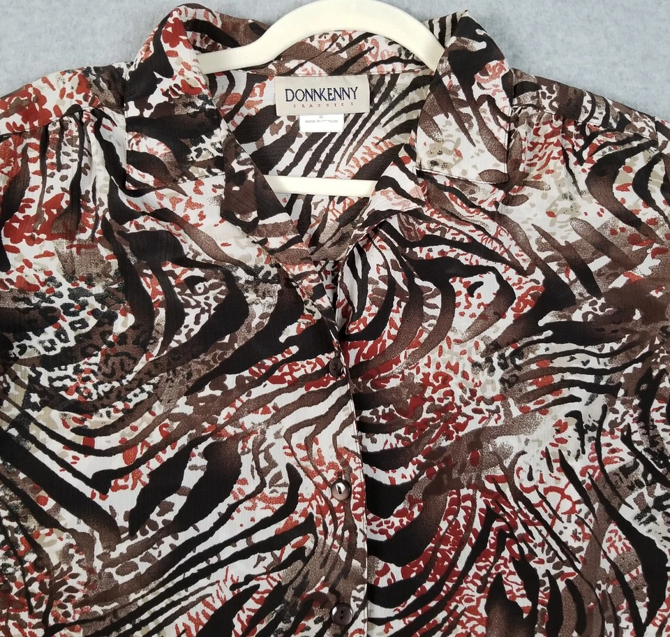 Camisa con botones DONNKENNY para mujer extra grande XL estampado animal multicolor Foto 2 de 4