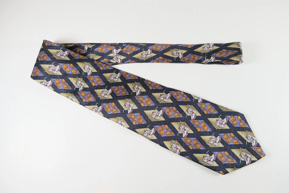 Corbata deportiva del equipo de baloncesto de Wembley azul tostado 100 % seda 57" Foto 2 de 4