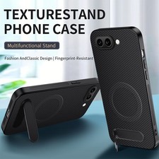 For Google Pixel 9a, Luxury Carbon Fiber Pattern Phone Case KickStand Soft Cover