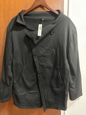 Black Asymmetrical Button-Up Vampire Goth Jacket Size XLarge