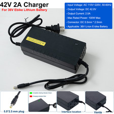 42V 2A Smart Charger DC 5.5x2.5mm Plug for 36V Electric Bicycle lithium Battery