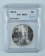 1995-D Olympic Gymnastics Commemorative Silver Dollar MS70 ICG