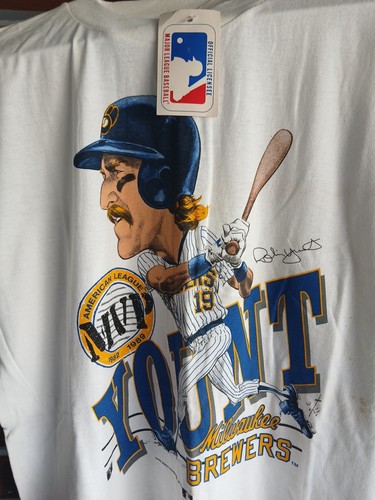 Vtg 80s ROBIN YOUNT MILWAUKEE BREWERS CARICATURE T-SHIRT Large Single Stitch - Picture 4 of 9