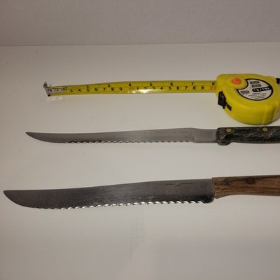 2 Ekco Eterna Stainless Steel 7 3/4'' Serrated Carving Slicing Knife Vintage 