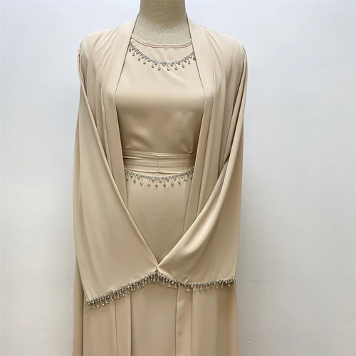 Turkey Modesty Robe Elegant with Pockets Muslim Sets Kimono Kaftan Islam Khimar - Picture 20 of 29