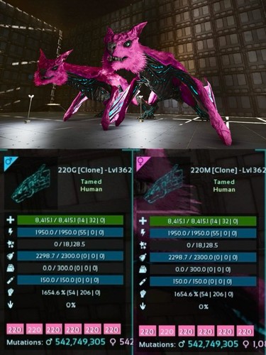 Ark Survival Ascended PVE Managarmr 1654% Melee Color Clone Pair - Picture 2 of 7