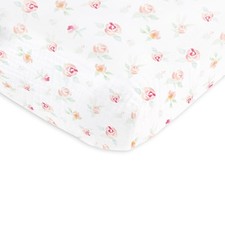 SwaddleDesigns Cotton Muslin Fitted Crib Sheet Watercolor Peachy Pink Floral