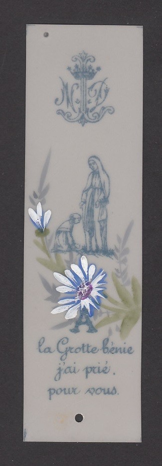 Nostra Signora di Lourdes - Miniatura dipinta a mano XIX sec - Santino I315
