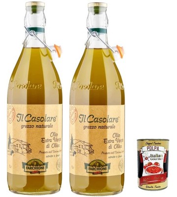 Farchioni Olio Extra Vergine di Oliva, 2x1L, natives Olivenöl aus Italien+Polpa
