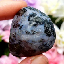 Mystic Merlinite Indigo Gabbro natural tumbled Crystal Healing Gemstone - pc#2