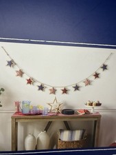  4th Of July  Martha Stewart Red White  Blue Stars 6ft Garland