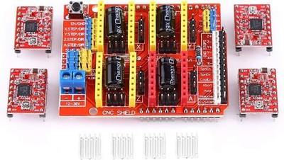 CNC Shield Erweiterungsboard mit 4 A4988 Schrittmotortreibern und Kühlkörpern