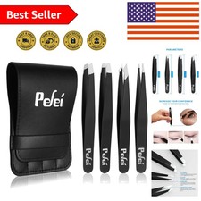 Luxury Stainless Steel Tweezers Set for Precision Eyebrow Grooming  Splinter...