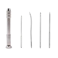 Leather Sewing Needles Kit, Set Contains Silver Leather Sewing Awl, 4 Piece Need