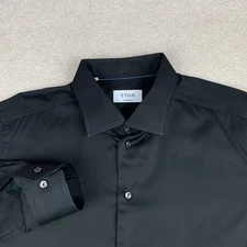 Eton Contemporary Dress Shirt Mens 46 18 Black  Formal Office Luxury
