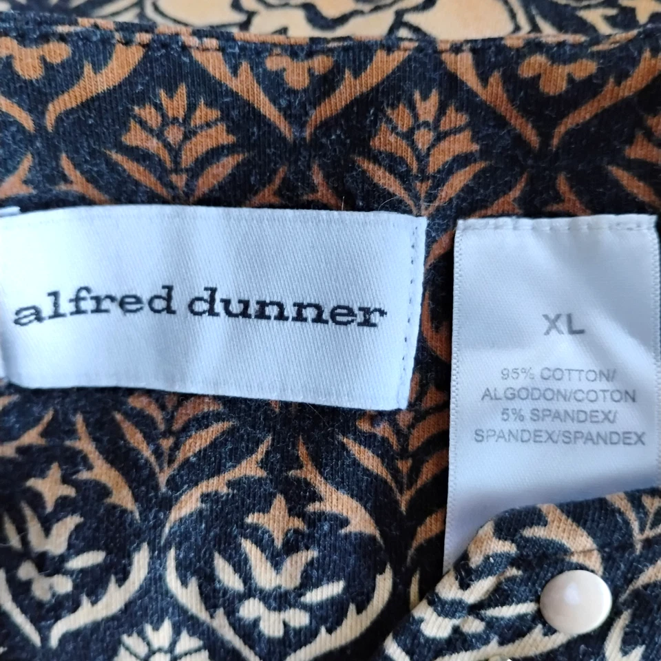 Camiseta Alfred Dunner Top Marrón/Negro/Naranja 3/4 Slv Algodón Tachonado ~ Talla XL Foto 2 de 4