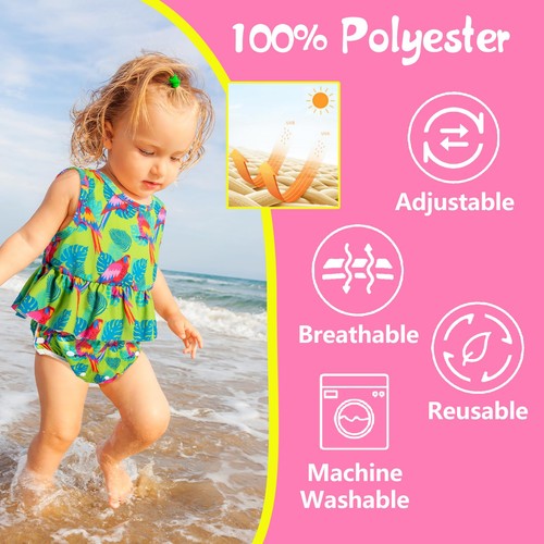 Baby Girl Swim Diapers 3 Pack for 8M-3T Babies and Toddlers, Reusable Adjusta... - Picture 2 of 7