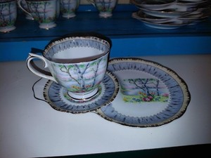 Royal Albert "Silver Birch" Teacup And Tennis Snack Plate Set. Bone China 