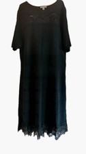 DB established plus sz 2X  Black Dress Fit & Flare Short Sleeve Lace Stretch .